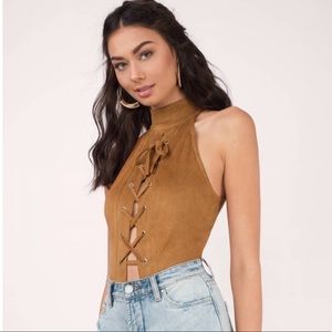 Camel Suede Bodysuit